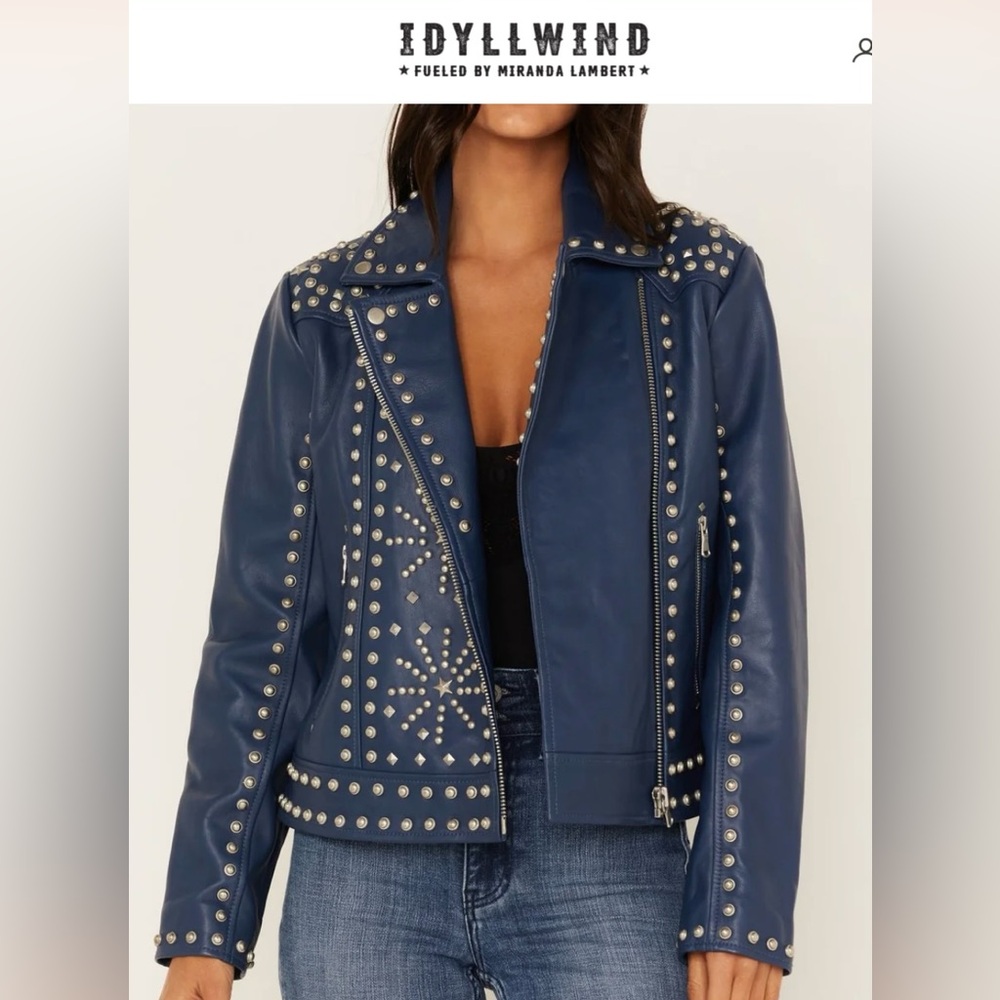 Idyllwind Women's Studded Moto Leather Jacketet NWT